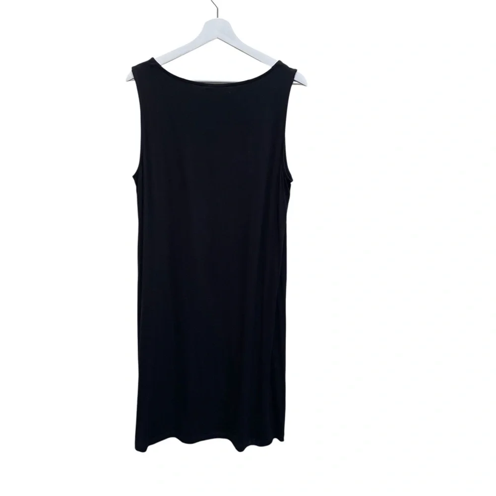 NWT! Eileen Fisher Black Ballet Neck Shift Dress Size Large Black - Picture 5 of 9